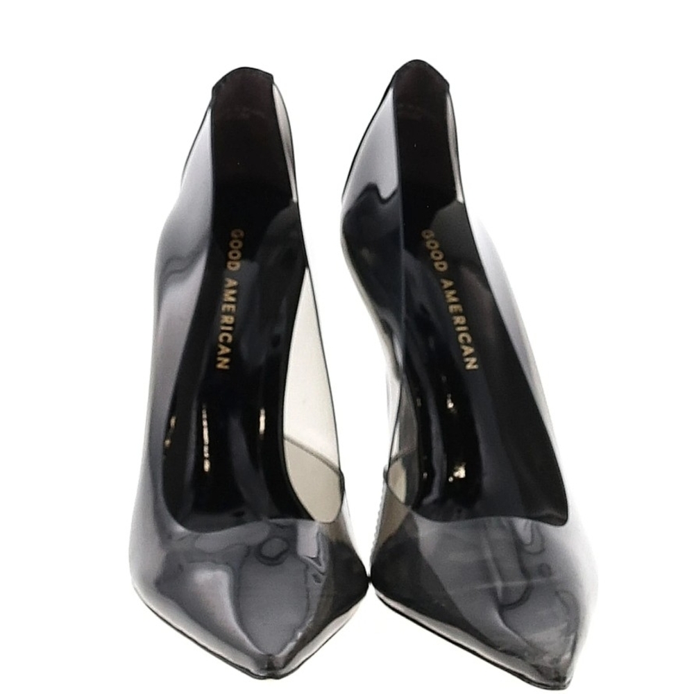 Good American Black Heels with Pointed Toe and Stiletto Heel